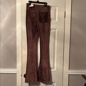 Brown High Rise Velvet Feel Flared Bottom Pant